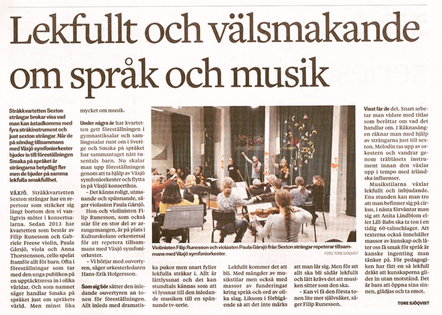 Tidningsurklipp: Lekfullt och välsmakande om språk och musik.